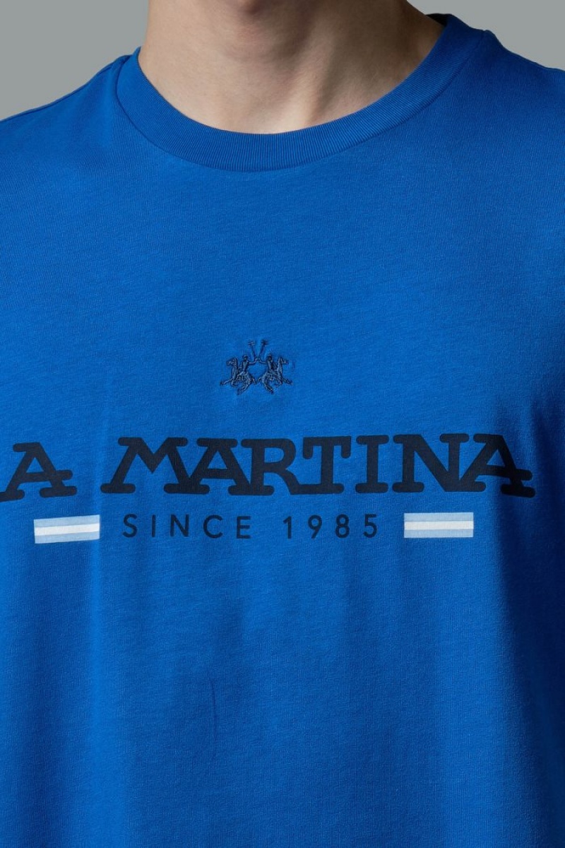 Polera La Martina Regular-fit Cotton Hombre Azules Chile | RBF-0960