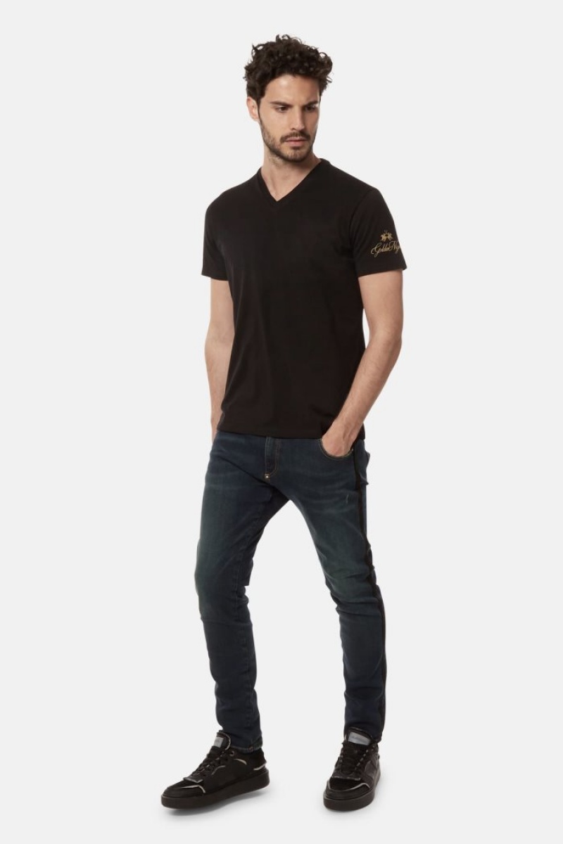 Polera La Martina Regular-fit Cotton Hombre Negras Chile | KPP-6575