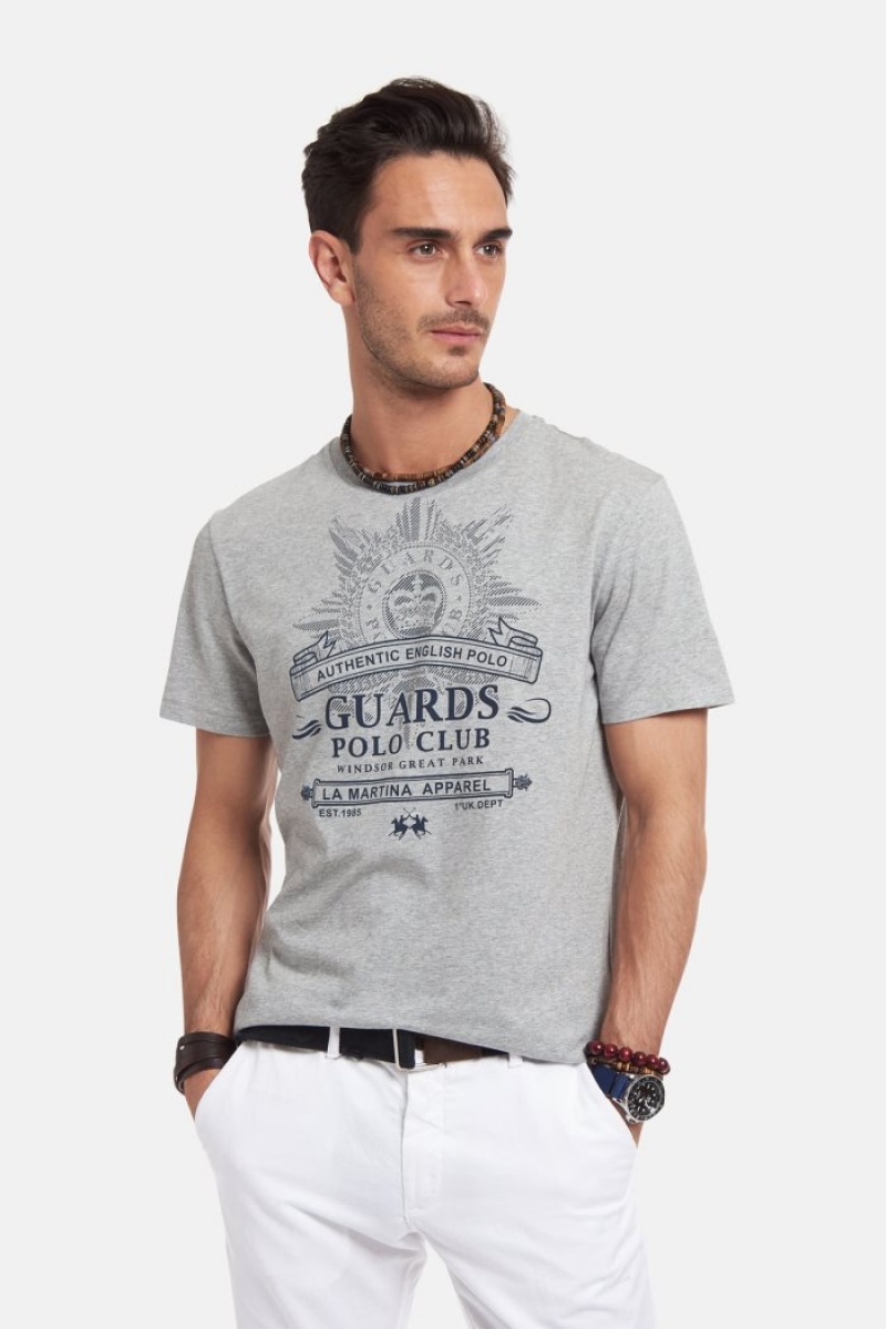 Polera La Martina Regular-fit Cotton Hombre Gris Claro Chile | ZOR-2861