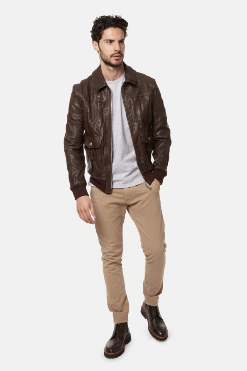 Chaquetas La Martina Regular-fit Leather Hombre Cafe Chile | NGX-8733