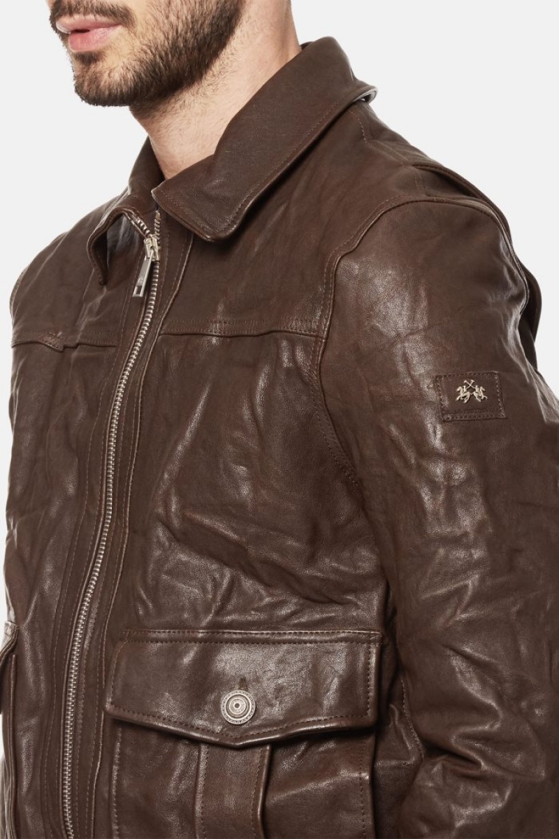 Chaquetas La Martina Regular-fit Leather Hombre Cafe Chile | NGX-8733