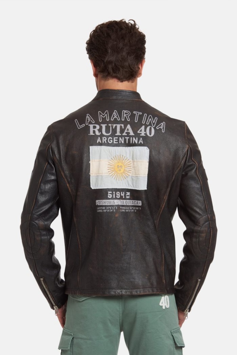 Chaquetas La Martina Regular-fit Leather Hombre Negras Chile | GUD-9531