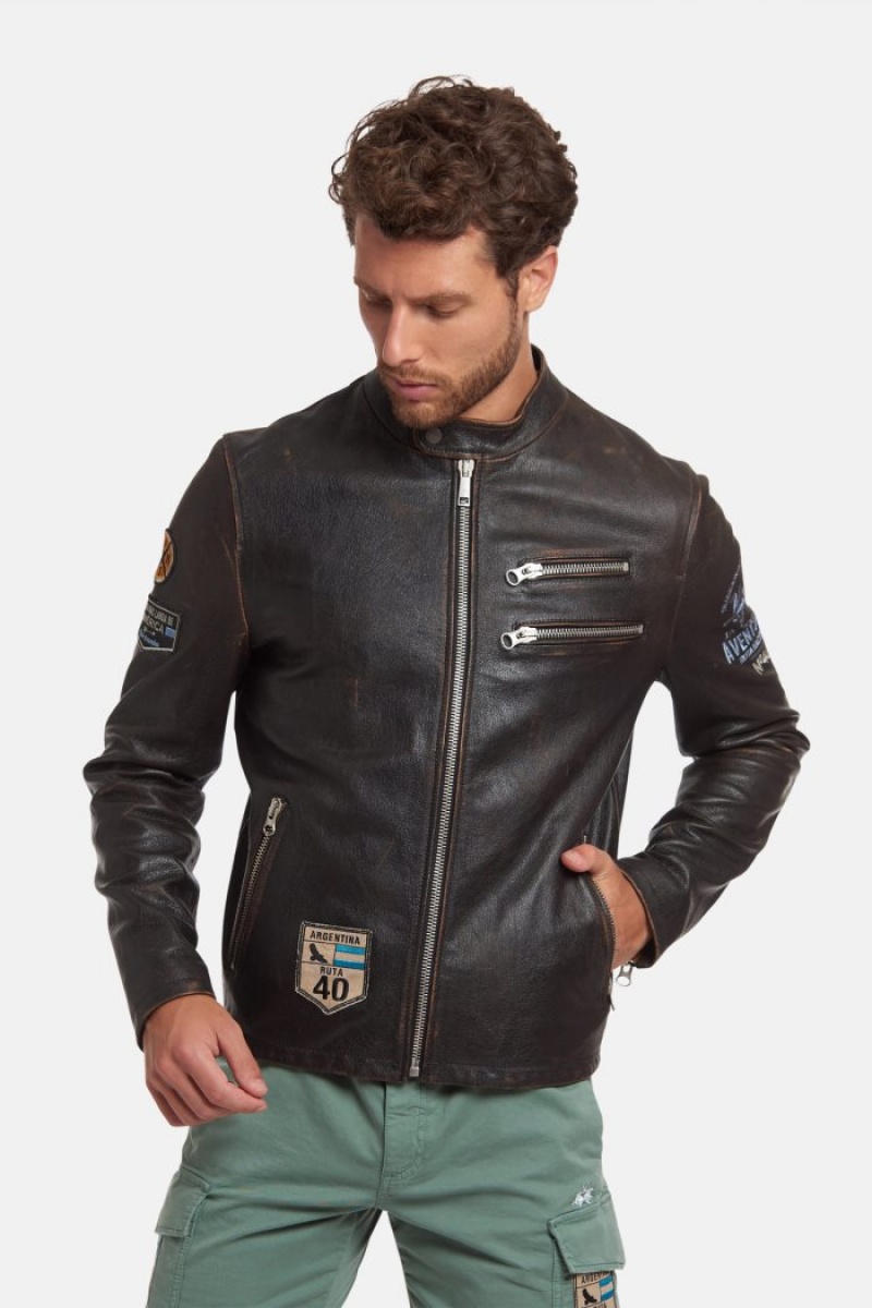 Chaquetas La Martina Regular-fit Leather Hombre Negras Chile | GUD-9531