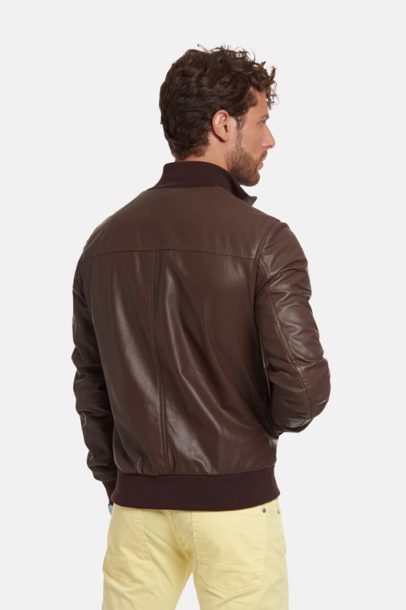 Chaquetas La Martina Regular-fit Leather Hombre Marrones Chile | NTR-0136