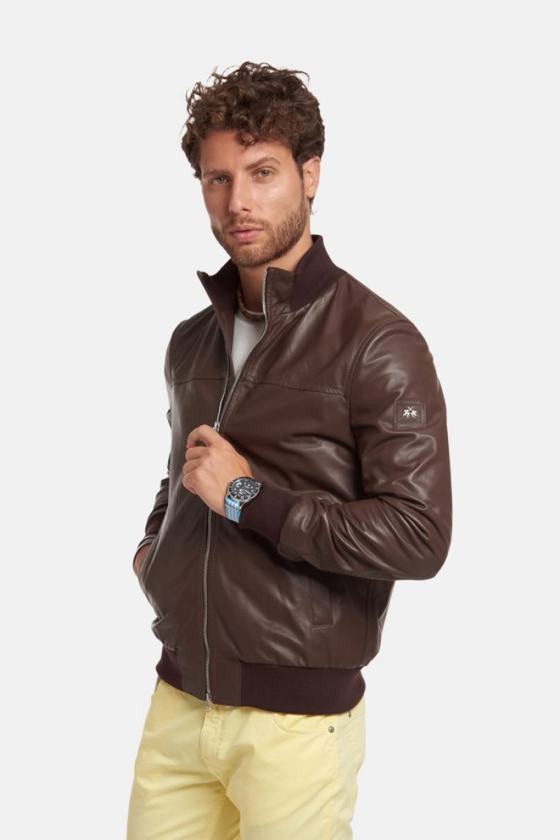 Chaquetas La Martina Regular-fit Leather Hombre Marrones Chile | NTR-0136