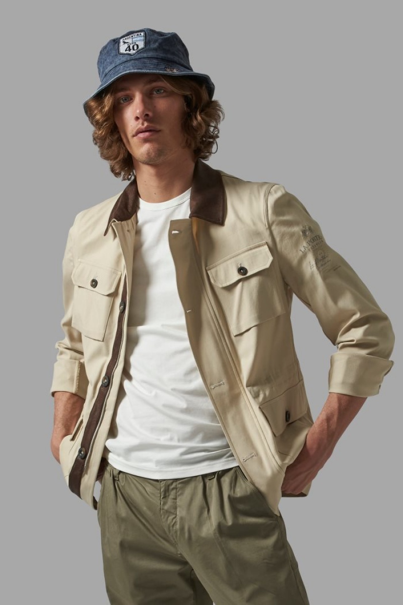 Chaquetas La Martina Regular-fit Stretch Cotton Sahariana Hombre Beige Chile | QJA-3049