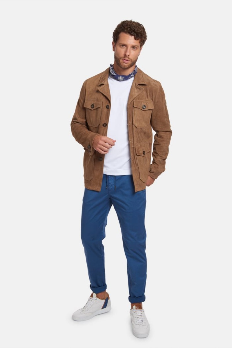 Chaquetas La Martina Regular-fit Suede Hombre Marrones Chile | CPX-0353