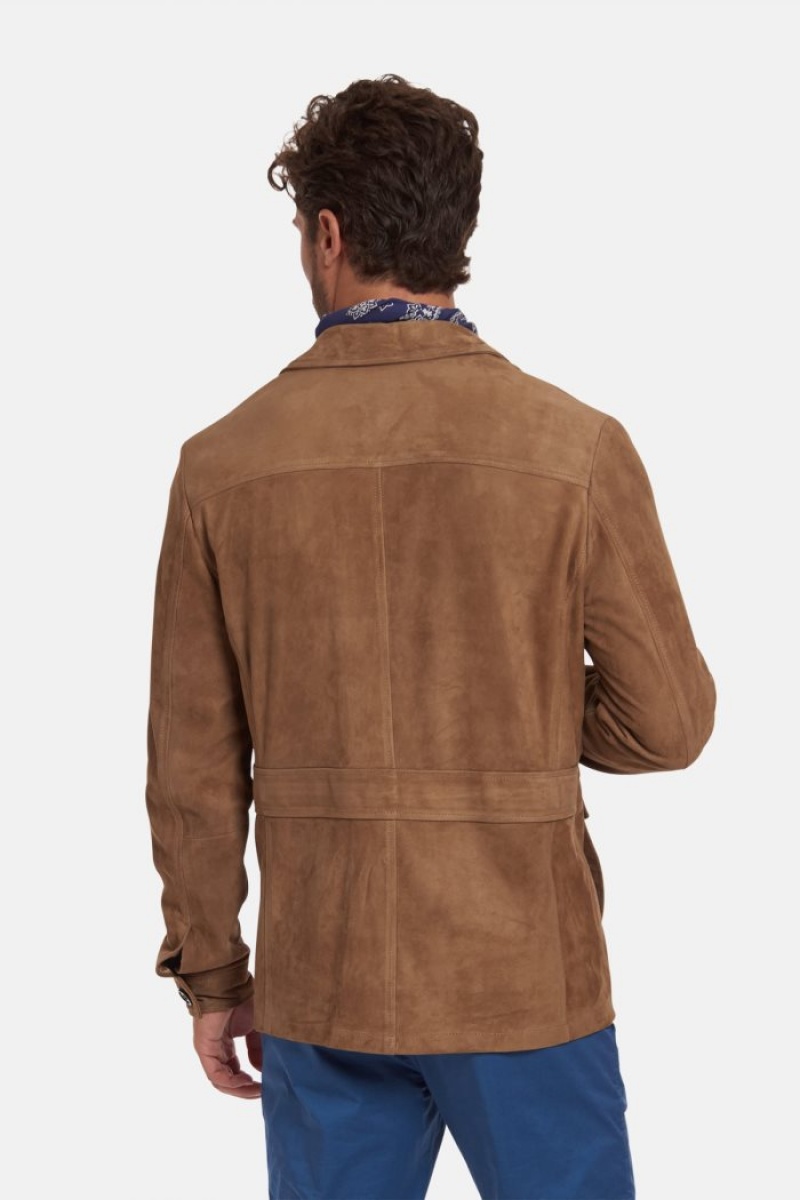 Chaquetas La Martina Regular-fit Suede Hombre Marrones Chile | CPX-0353