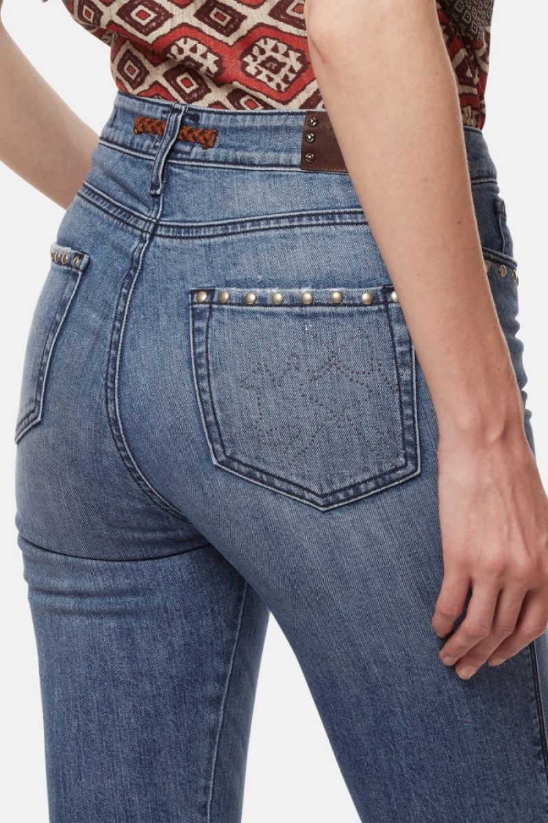 Jeans La Martina High-waisted Regular-fit Mujer Indigo Chile | DIL-4406