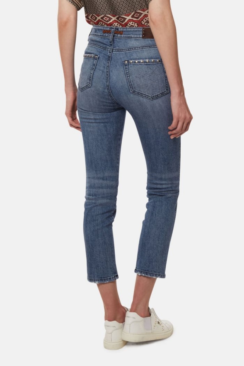 Jeans La Martina High-waisted Regular-fit Mujer Indigo Chile | DIL-4406