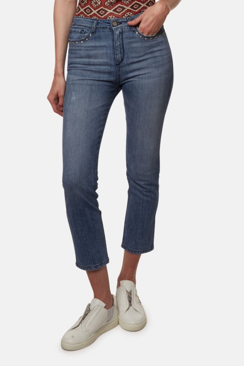 Jeans La Martina High-waisted Regular-fit Mujer Indigo Chile | DIL-4406