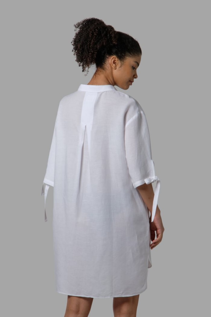 Kaftan La Martina Regular-fit Linen-blend Mujer Blancas Chile | EBQ-2171