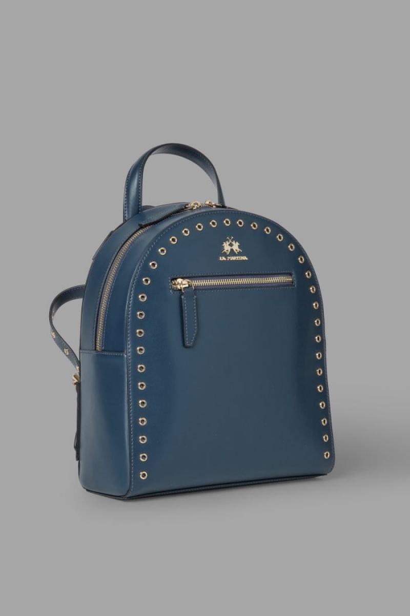 Mochilas La Martina Stud-embellished Leather Mujer Azul Marino Chile | DNL-3621