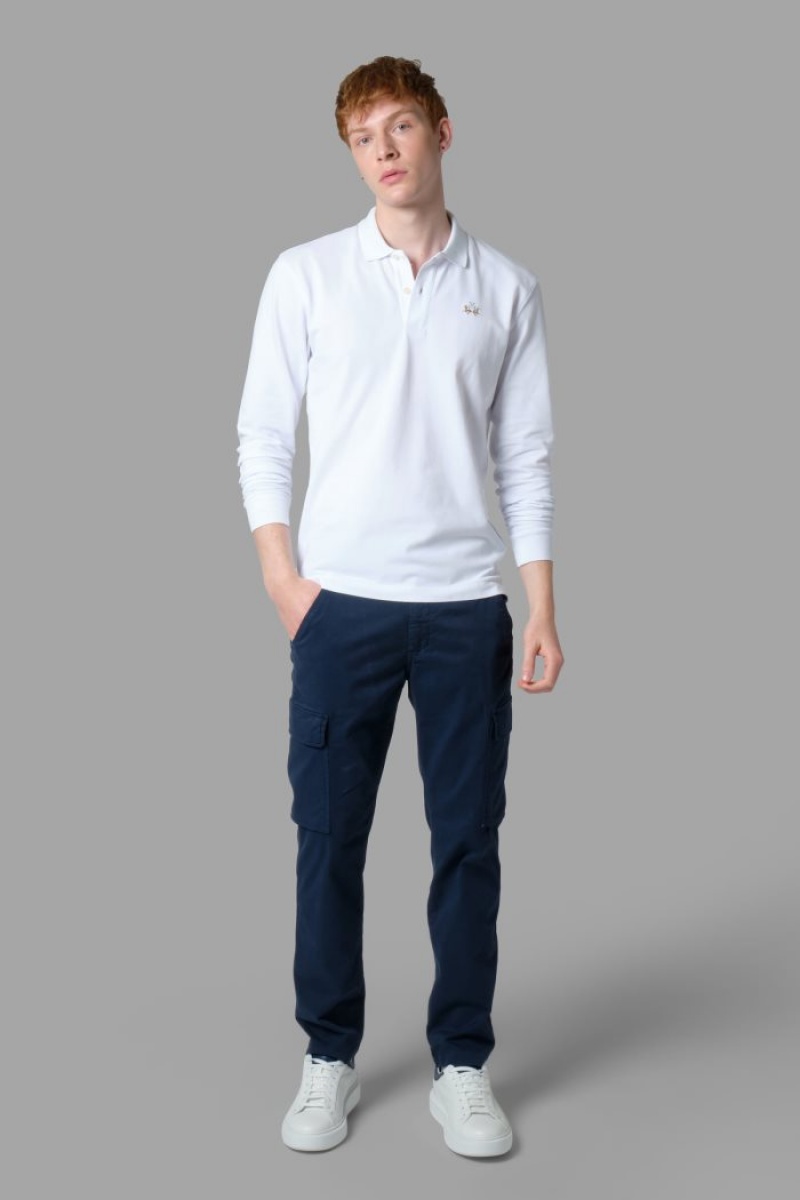 Pantalones Chinos La Martina Regular-fit Stretch Cotton Hombre Azul Marino Chile | HGV-1909