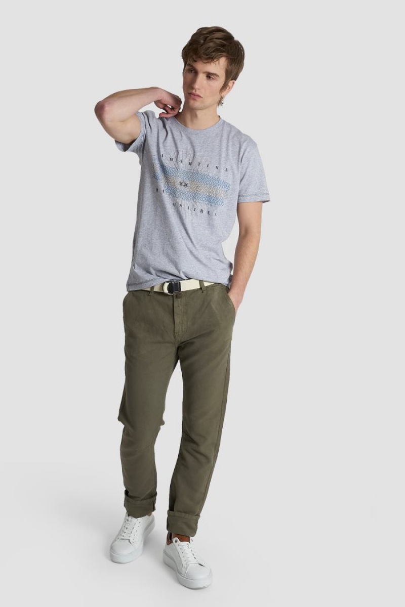 Pantalones Chinos La Martina Regular-fit Cotton And Linen Hombre Deep Verde Chile | EOJ-8673