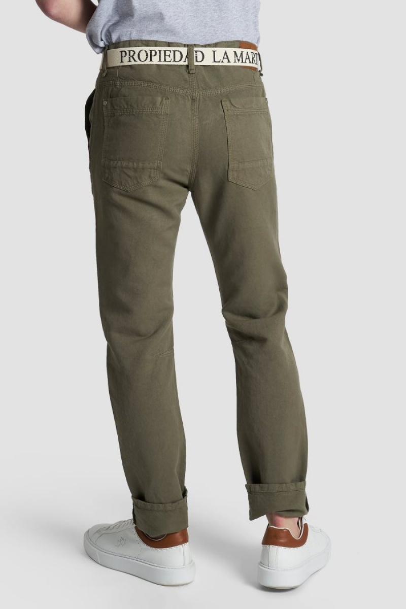 Pantalones Chinos La Martina Regular-fit Cotton And Linen Hombre Deep Verde Chile | EOJ-8673