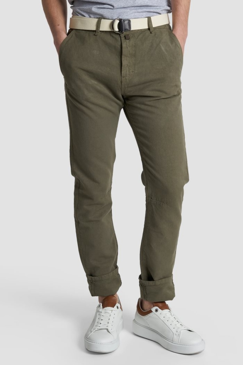 Pantalones Chinos La Martina Regular-fit Cotton And Linen Hombre Deep Verde Chile | EOJ-8673