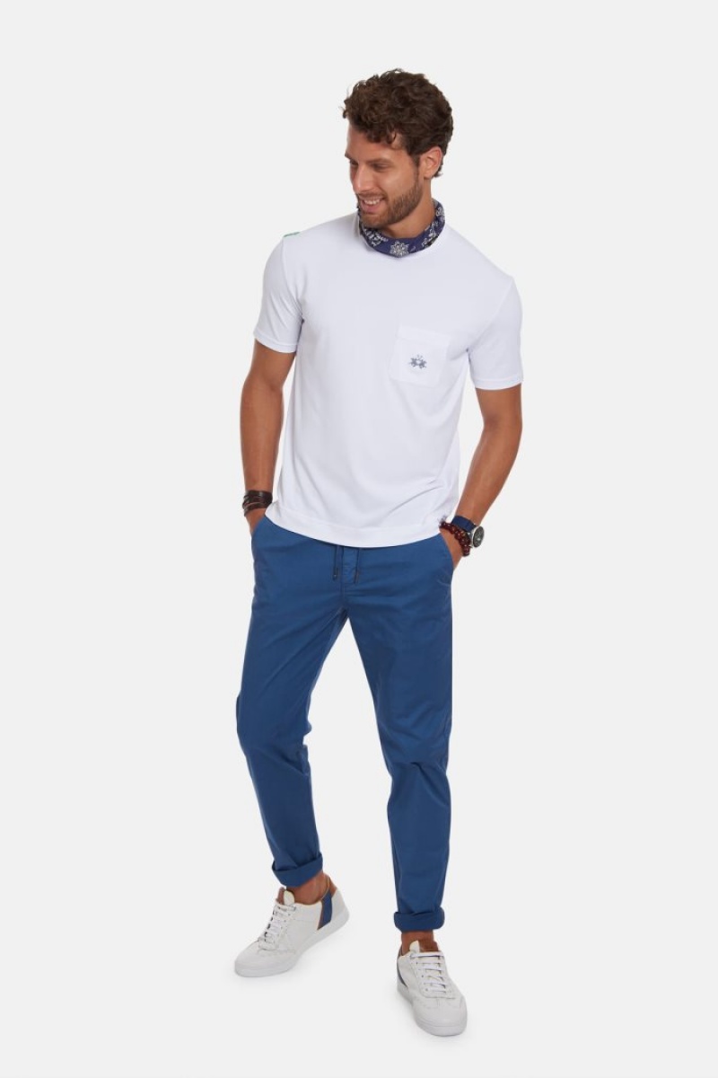 Pantalones Chinos La Martina Regular-fit Stretch Cotton Hombre Azules Chile | TQT-8993