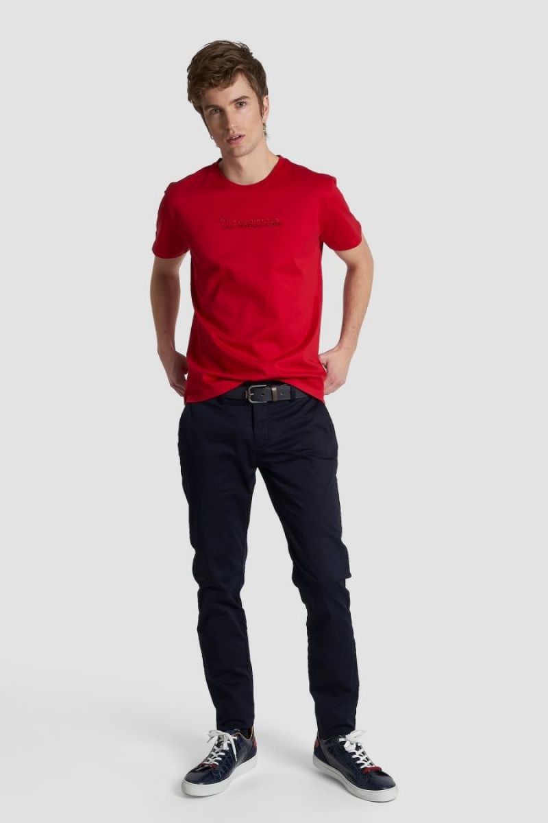 Pantalones Chinos La Martina Regular-fit Stretch Cotton Hombre Azul Marino Chile | ODE-5936