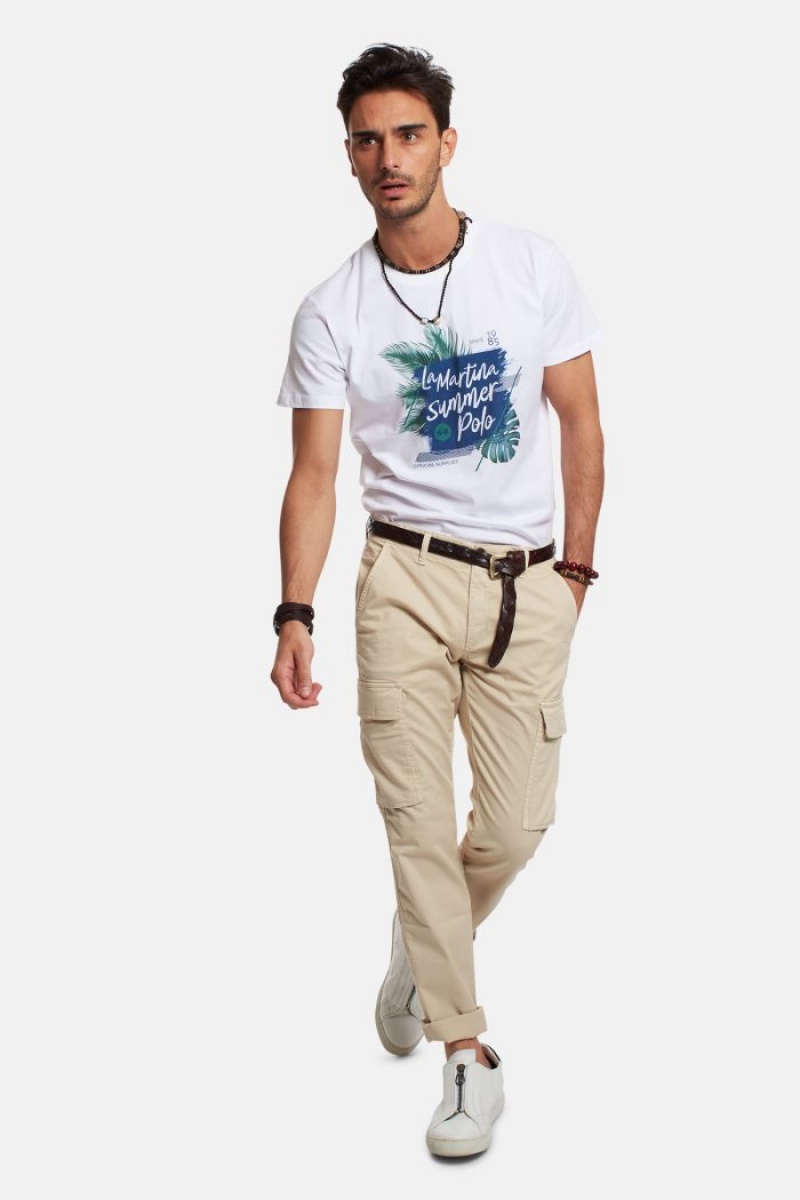 Pantalones Chinos La Martina Regular-fit Stretch Cotton Hombre Beige Chile | HBJ-2350