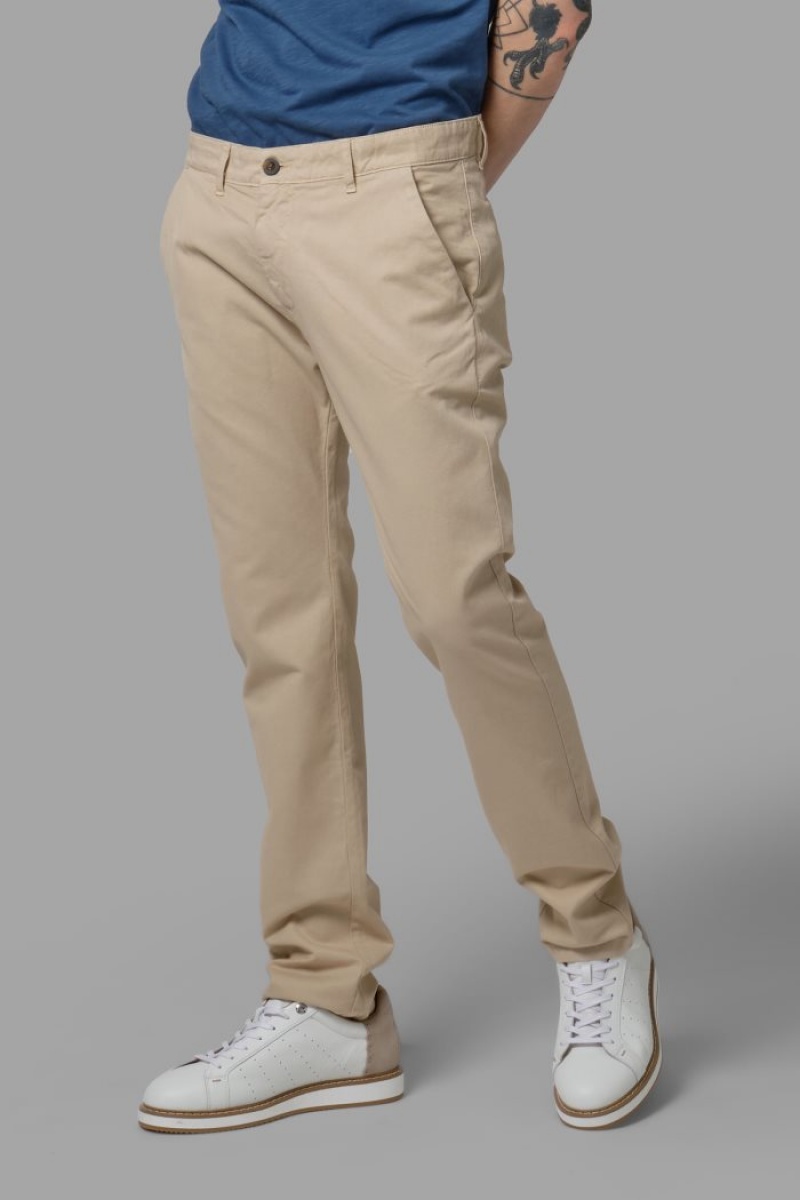 Pantalones Chinos La Martina Slim-fit Linen-blend Hombre Beige Chile | VOV-7486