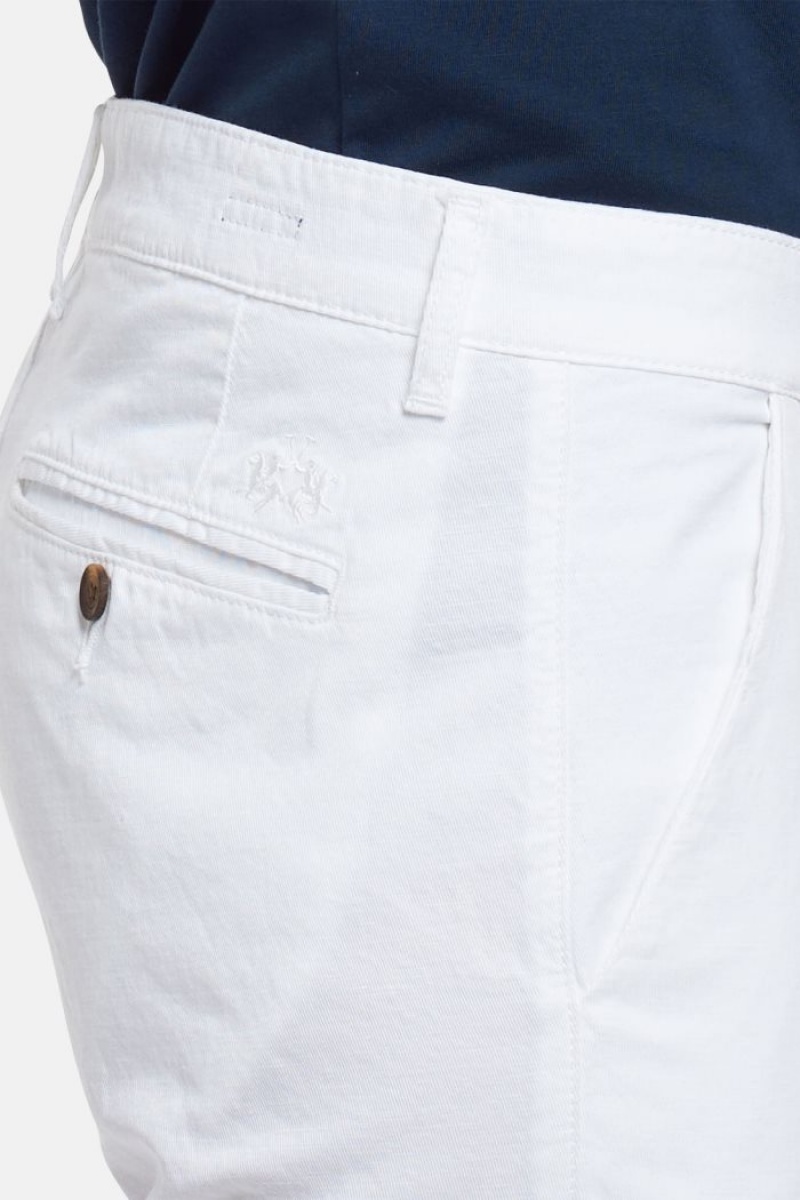 Pantalones Chinos La Martina Slim-fit Linen-blend Hombre Blancas Chile | CUT-9340