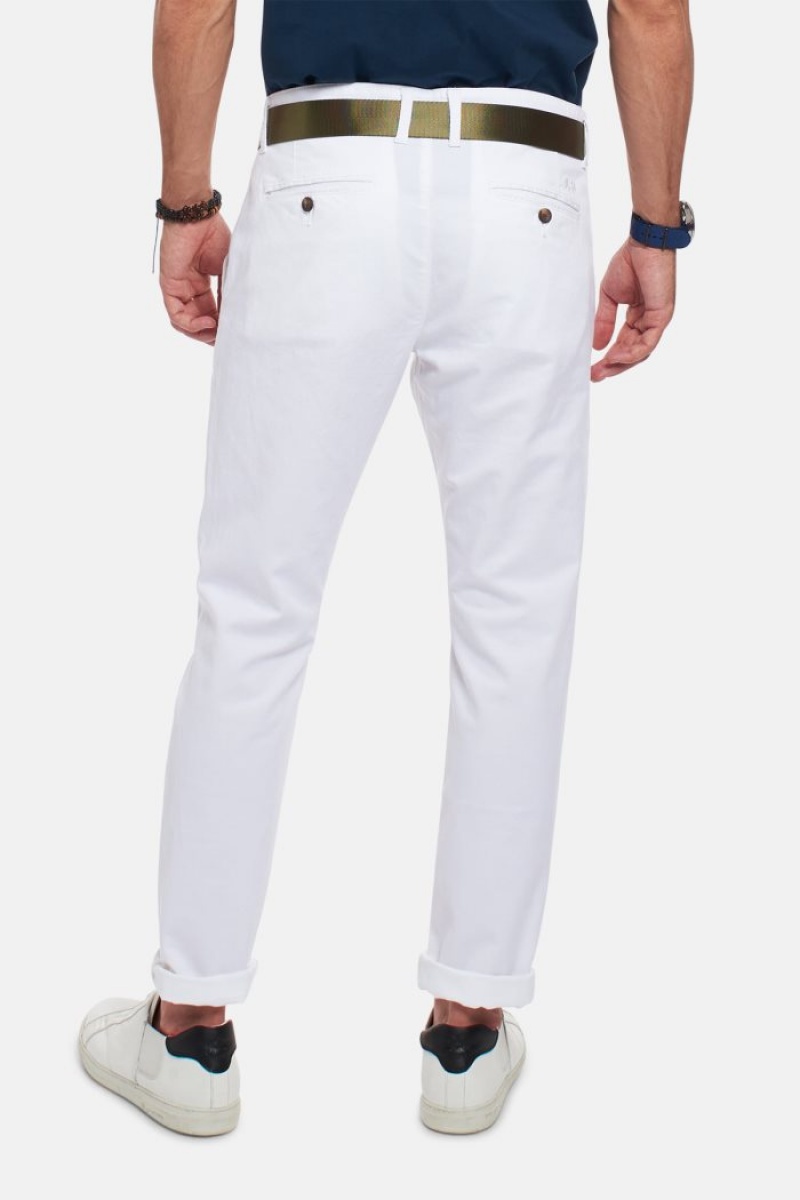 Pantalones Chinos La Martina Slim-fit Linen-blend Hombre Blancas Chile | CUT-9340