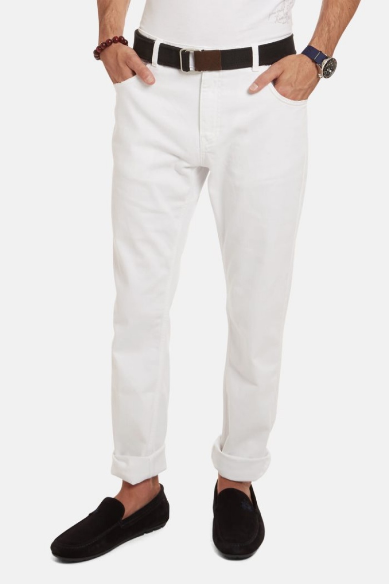 Pantalones La Martina 5-pocket Stretch Cotton Hombre Blancas Chile | IOH-7674