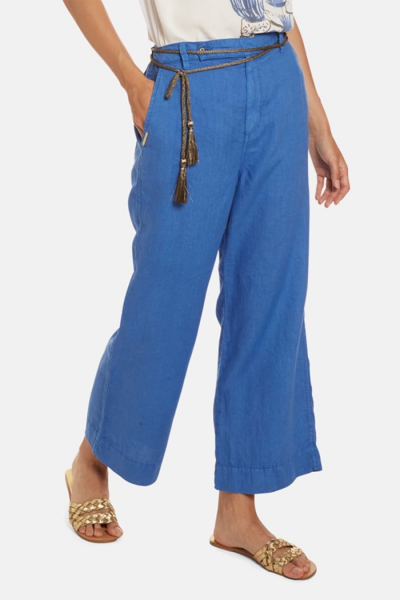 Pantalones La Martina Regular-fit 100% Linen Mujer Azules Chile | COM-4333