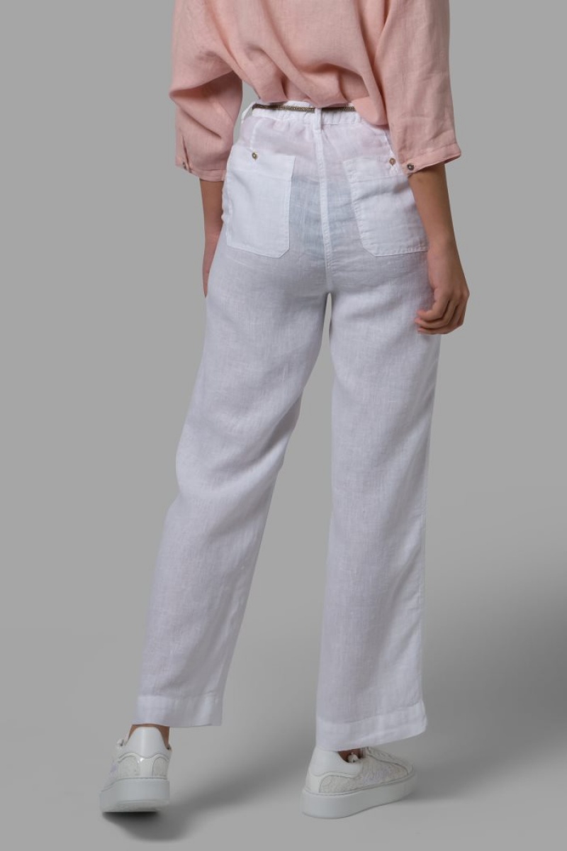 Pantalones La Martina Regular-fit 100% Linen Mujer Blancas Chile | SZD-8213