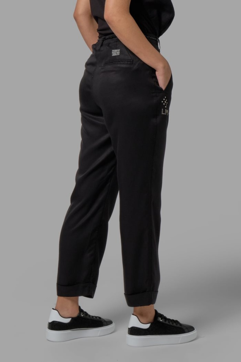 Pantalones La Martina Regular-fit Lyocell Mujer Negras Chile | JUU-4004