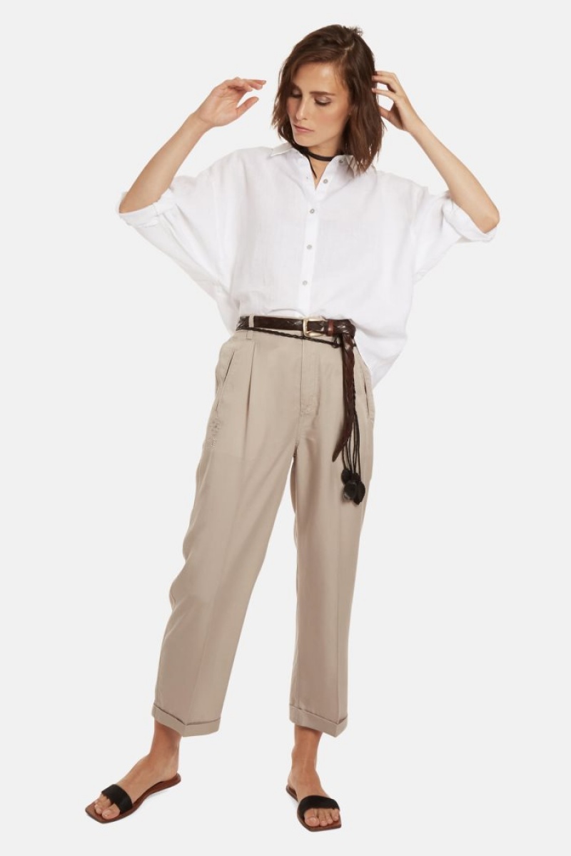 Pantalones La Martina Regular-fit Lyocell Mujer Beige Chile | TQX-1165