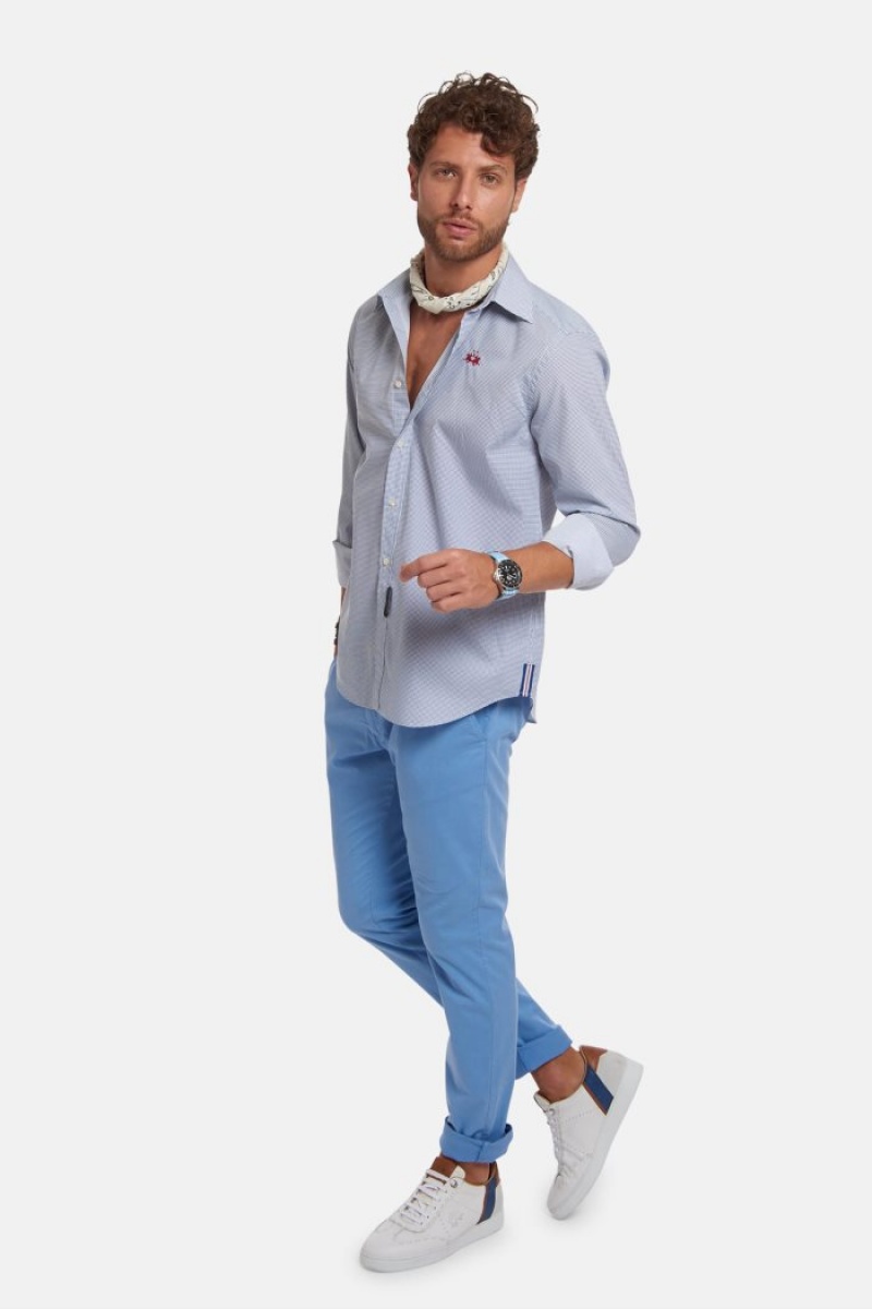 Pantalones La Martina Slim-fit Stretch Cotton Hombre Azules Chile | ZQC-1280