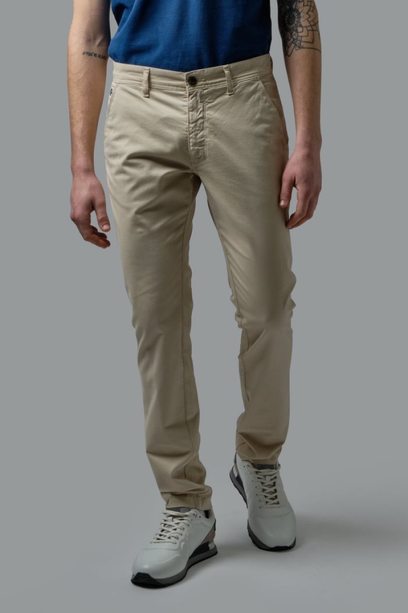 Pantalones La Martina Slim-fit Stretch Cotton Hombre Beige Chile | TLC-8699