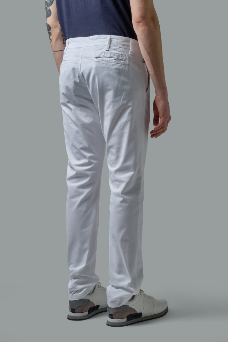 Pantalones La Martina Slim-fit Stretch Cotton Hombre Blancas Chile | YHJ-9343