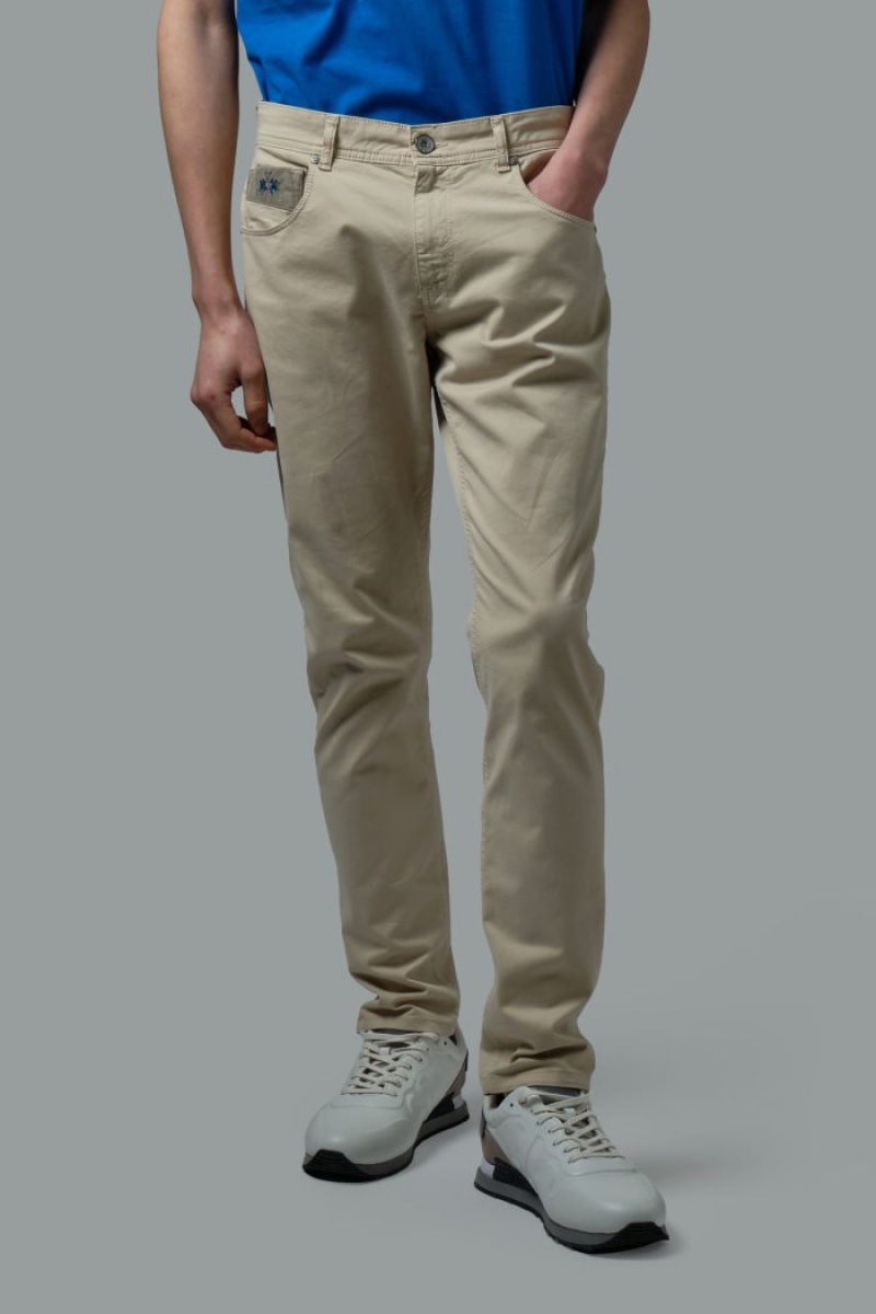 Pantalones La Martina Slim-fit Stretch Cotton Hombre Beige Chile | EVY-3421