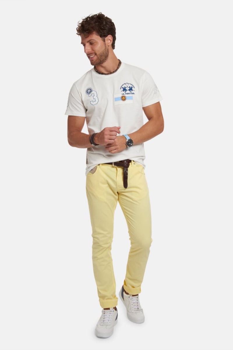 Pantalones La Martina Slim-fit Stretch Cotton Hombre Amarillo Chile | HTF-5288