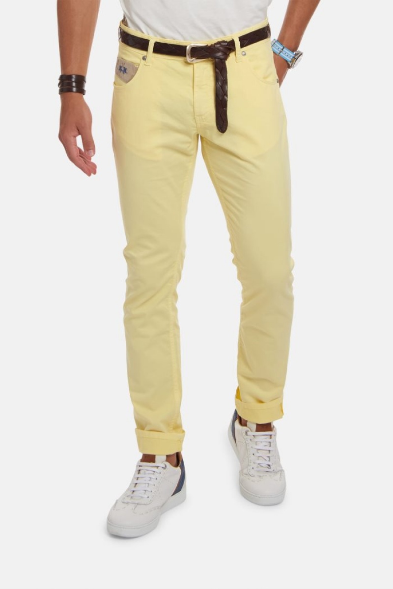 Pantalones La Martina Slim-fit Stretch Cotton Hombre Amarillo Chile | HTF-5288