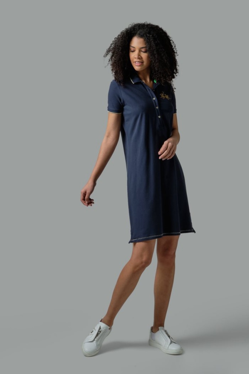 Polo Dress La Martina Regular-fit Mujer Azul Marino Chile | XWR-6679