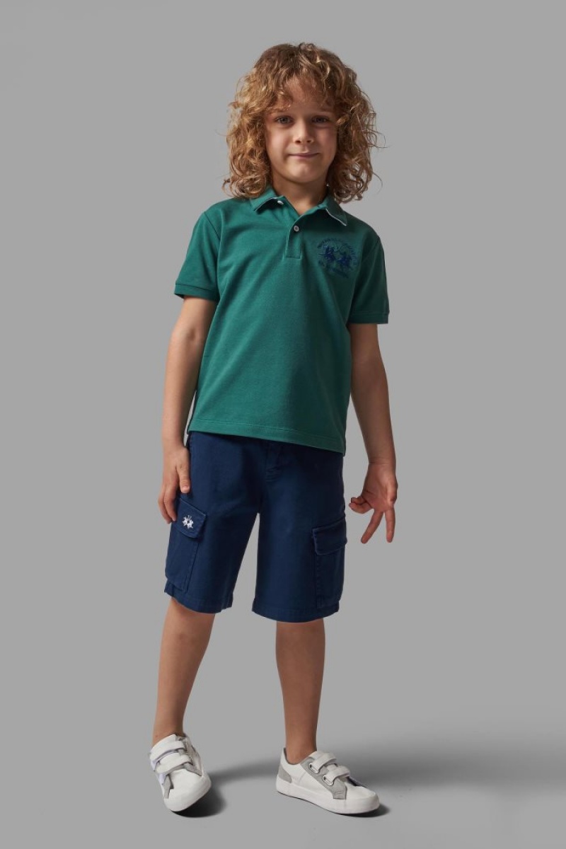 Polo La Martina Classic Cotton Niños Verde / Blancas Chile | WBW-9876