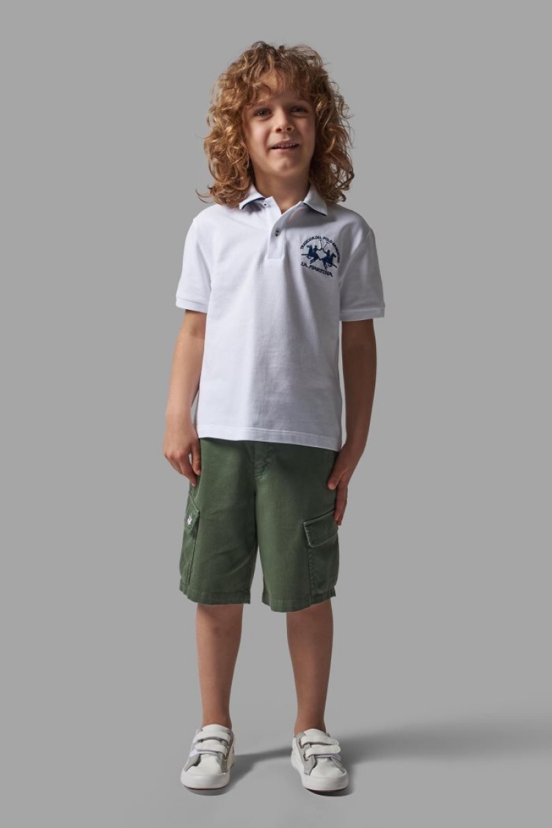 Polo La Martina Classic Cotton Niños Blancas / Azules Chile | OSI-5545