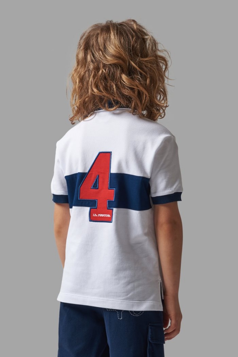 Polo La Martina Classic Cotton Niños Blancas / Azules Chile | VKI-2667