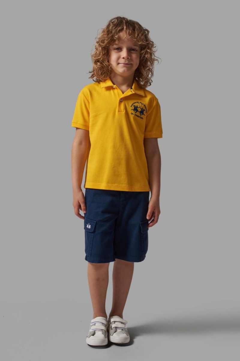 Polo La Martina Classic Cotton Niños Amarillo / Blancas Chile | CLM-8155