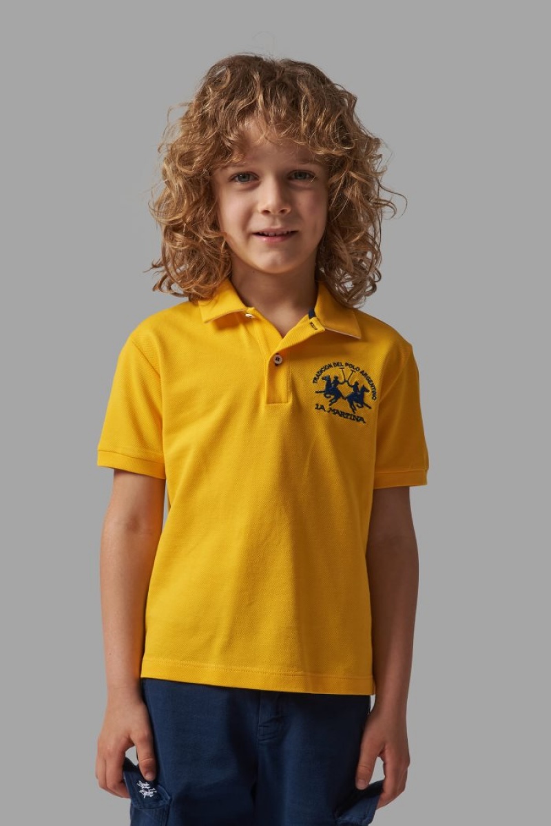 Polo La Martina Classic Cotton Niños Amarillo / Blancas Chile | CLM-8155