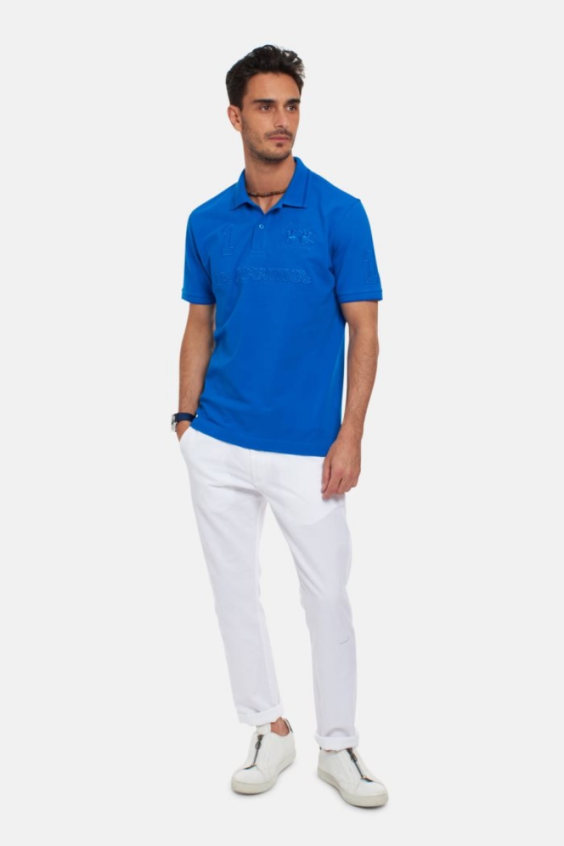 Polo La Martina Corta-sleeved Regular Fit Hombre Azules Chile | PQJ-0504