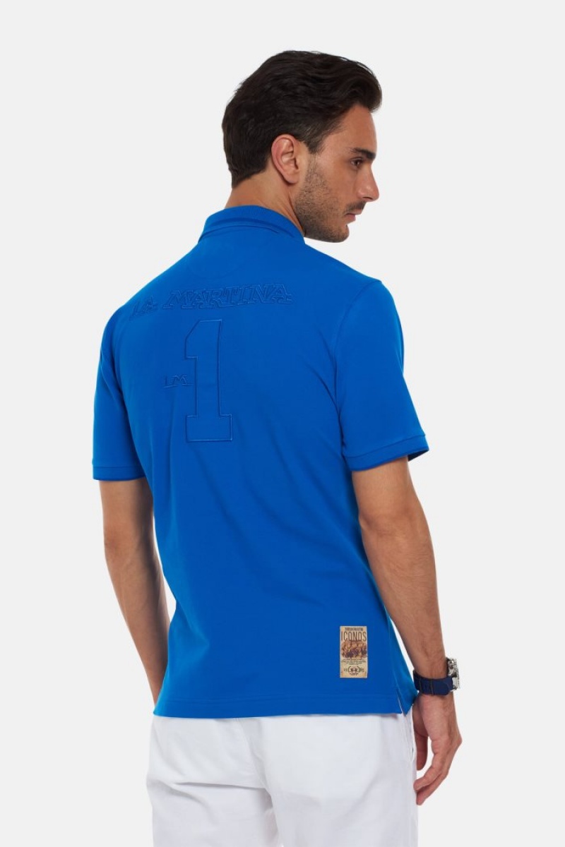 Polo La Martina Corta-sleeved Regular Fit Hombre Azules Chile | PQJ-0504