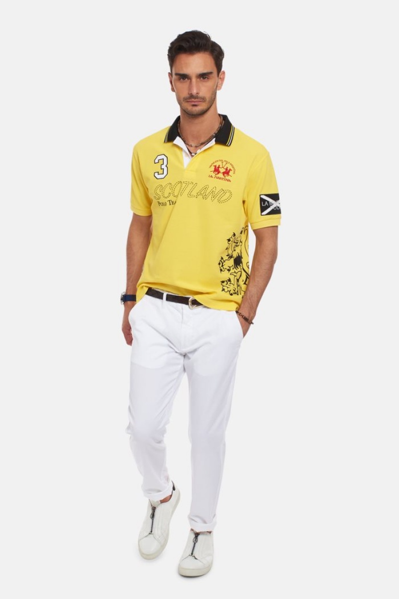 Polo La Martina Corta-sleeved Regular Fit Hombre Amarillo Chile | MYI-2362