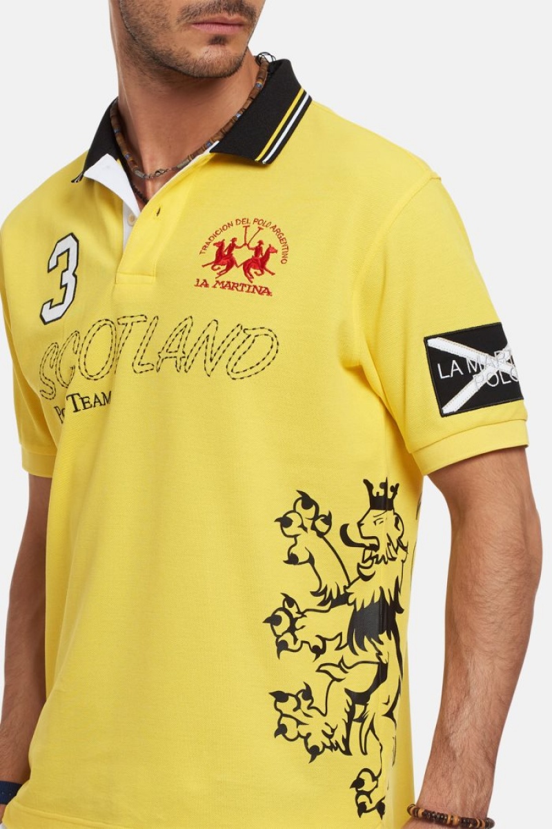 Polo La Martina Corta-sleeved Regular Fit Hombre Amarillo Chile | MYI-2362