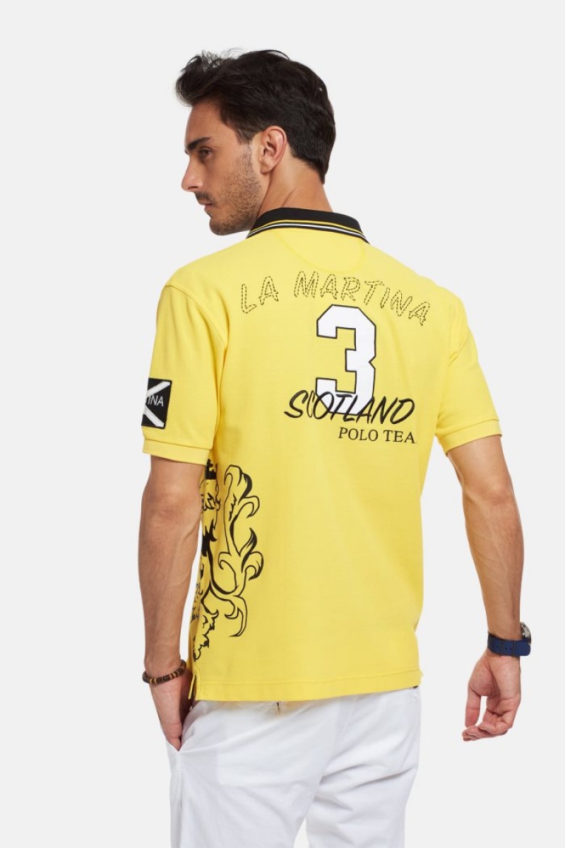 Polo La Martina Corta-sleeved Regular Fit Hombre Amarillo Chile | MYI-2362