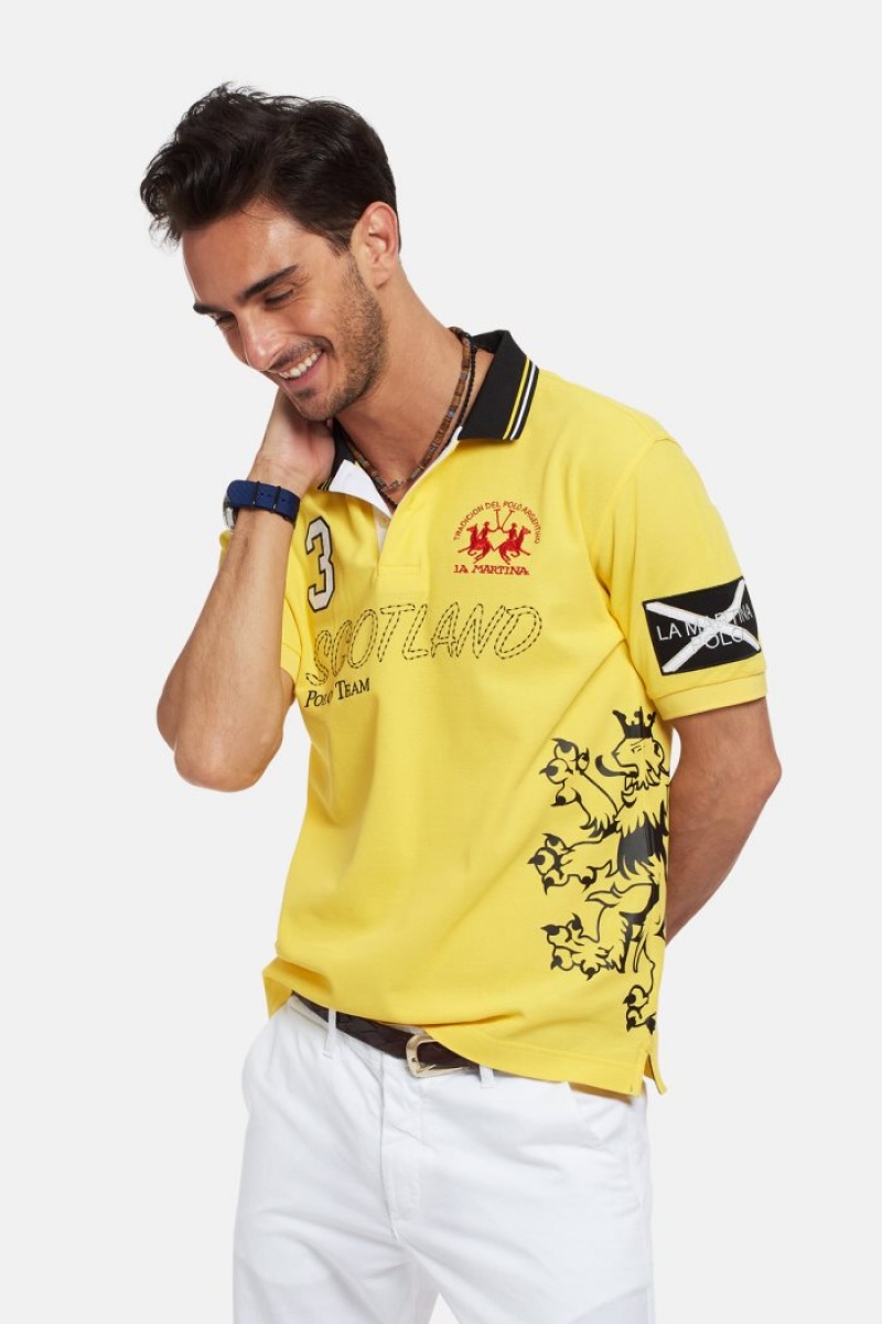 Polo La Martina Corta-sleeved Regular Fit Hombre Amarillo Chile | MYI-2362